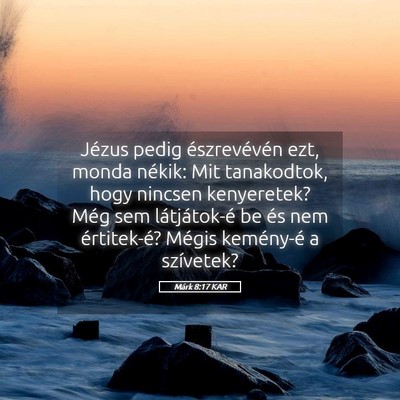 Picture 05 - Márk 8:17 KAR - Jézus pedig észrevévén ezt, monda nékik: Mit - Bible Verse Picture