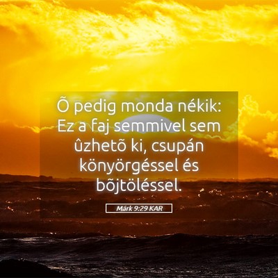Picture 05 - Márk 9:29 KAR - Õ pedig monda nékik: Ez a faj semmivel sem - Bible Verse Picture