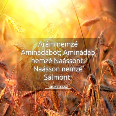 Picture 05 - Máté 1:4 KAR - Arám nemzé Aminádábot; Aminádáb nemzé - Bible Verse Picture