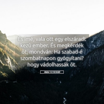 Picture 05 - Máté 12:10 KAR - És ímé, vala ott egy elszáradt kezû ember. - Bible Verse Picture