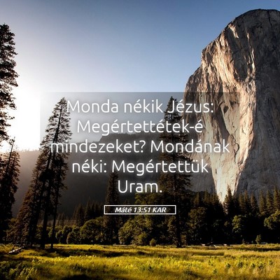Picture 05 - Máté 13:51 KAR - Monda nékik Jézus: Megértettétek-é - Bible Verse Picture