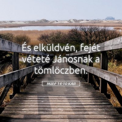 Picture 05 - Máté 14:10 KAR - És elküldvén, fejét véteté Jánosnak a - Bible Verse Picture