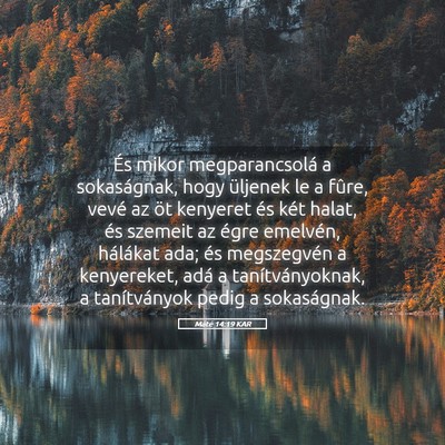 Picture 05 - Máté 14:19 KAR - És mikor megparancsolá a sokaságnak, hogy - Bible Verse Picture