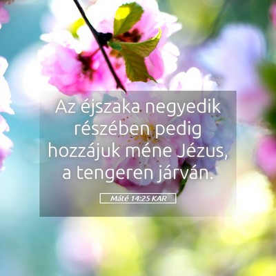 Picture 05 - Máté 14:25 KAR - Az éjszaka negyedik részében pedig hozzájuk - Bible Verse Picture