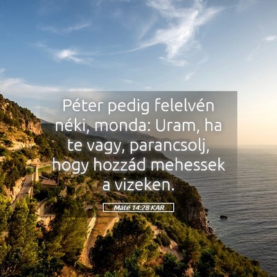 Picture 05 - Máté 14:28 KAR - Péter pedig felelvén néki, monda: Uram, ha te - Bible Verse Picture