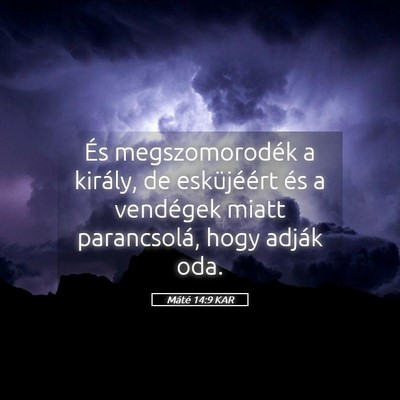 Picture 05 - Máté 14:9 KAR - És megszomorodék a király, de esküjéért és - Bible Verse Picture
