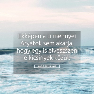 Picture 05 - Máté 18:14 KAR - Ekképen a ti mennyei Atyátok sem akarja, hogy - Bible Verse Picture