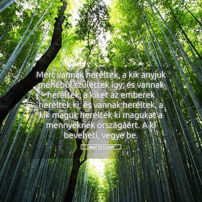 Picture 05 - Máté 19:12 KAR - Mert vannak heréltek, a kik anyjuk méhébõl - Bible Verse Picture