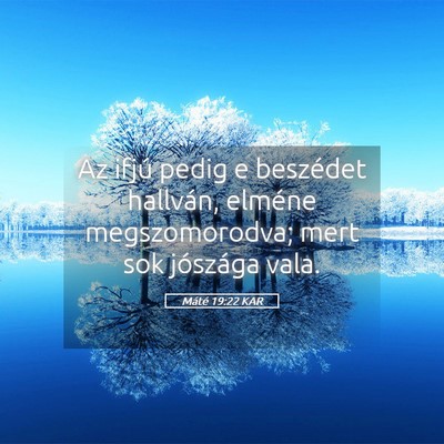 Picture 05 - Máté 19:22 KAR - Az ifjú pedig e beszédet hallván, elméne - Bible Verse Picture