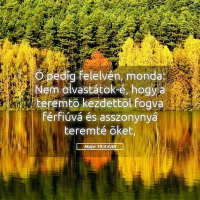 Picture 05 - Máté 19:4 KAR - Õ pedig felelvén, monda: Nem olvastátok-é, - Bible Verse Picture
