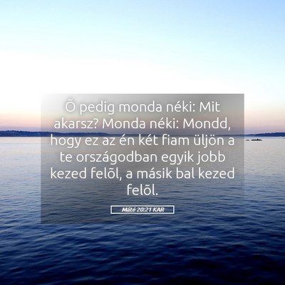 Picture 05 - Máté 20:21 KAR - Õ pedig monda néki: Mit akarsz? Monda néki: - Bible Verse Picture
