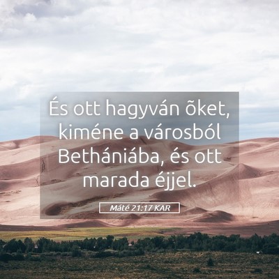 Picture 05 - Máté 21:17 KAR - És ott hagyván õket, kiméne a városból - Bible Verse Picture