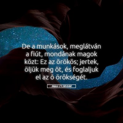 Picture 05 - Máté 21:38 KAR - De a munkások, meglátván a fiút, mondának - Bible Verse Picture