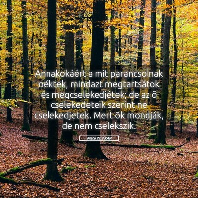 Picture 05 - Máté 23:3 KAR - Annakokáért a mit parancsolnak néktek, mindazt - Bible Verse Picture