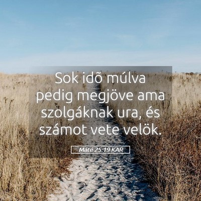 Picture 05 - Máté 25:19 KAR - Sok idõ múlva pedig megjöve ama szolgáknak - Bible Verse Picture