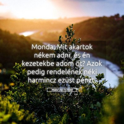 Picture 05 - Máté 26:15 KAR - Monda: Mit akartok nékem adni, és én kezetekbe - Bible Verse Picture
