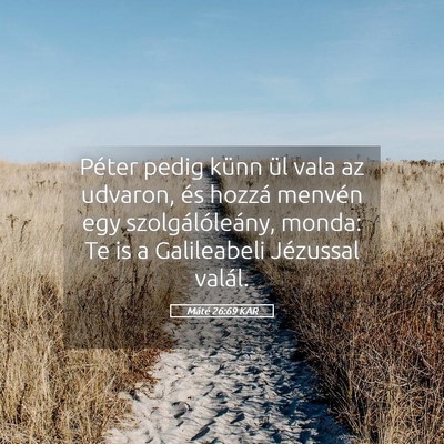 Picture 05 - Máté 26:69 KAR - Péter pedig künn ül vala az udvaron, és - Bible Verse Picture