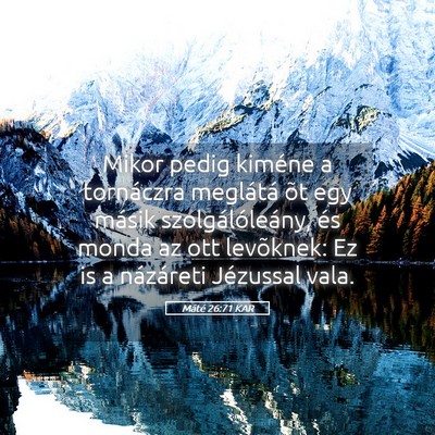 Picture 05 - Máté 26:71 KAR - Mikor pedig kiméne a tornáczra meglátá õt - Bible Verse Picture
