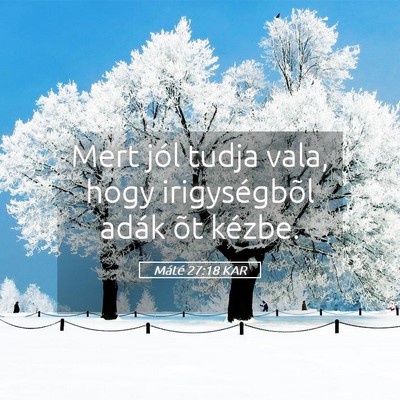 Picture 05 - Máté 27:18 KAR - Mert jól tudja vala, hogy irigységbõl adák - Bible Verse Picture