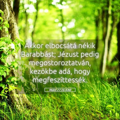 Picture 05 - Máté 27:26 KAR - Akkor elbocsátá nékik Barabbást; Jézust - Bible Verse Picture