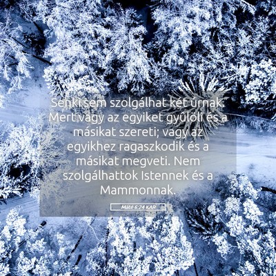 Picture 05 - Máté 6:24 KAR - Senki sem szolgálhat két úrnak. Mert vagy az - Bible Verse Picture