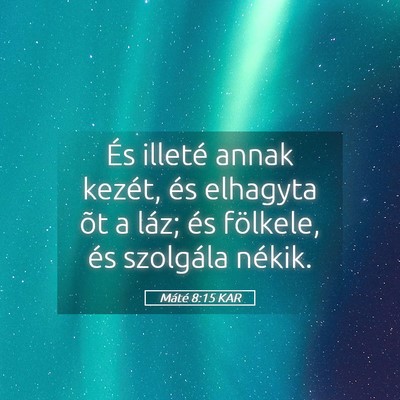 Picture 05 - Máté 8:15 KAR - És illeté annak kezét, és elhagyta õt a - Bible Verse Picture