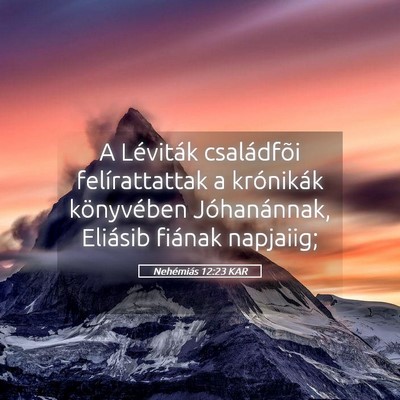 Picture 05 - Nehémiás 12:23 KAR - A Léviták családfõi felírattattak a - Bible Verse Picture