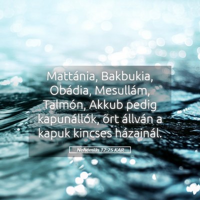 Picture 05 - Nehémiás 12:25 KAR - Mattánia, Bakbukia, Obádia, Mesullám, Talmón, - Bible Verse Picture
