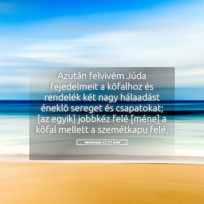 Picture 05 - Nehémiás 12:31 KAR - Azután felvivém Júda fejedelmeit a kõfalhoz - Bible Verse Picture