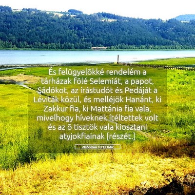Picture 05 - Nehémiás 13:13 KAR - És felügyelõkké rendelém a tárházak fölé - Bible Verse Picture