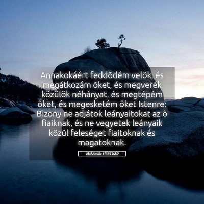 Picture 05 - Nehémiás 13:25 KAR - Annakokáért feddõdém velök, és megátkozám - Bible Verse Picture