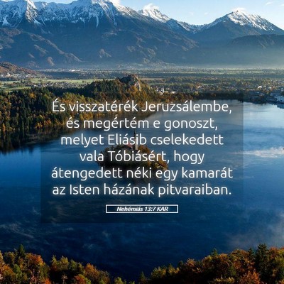 Picture 05 - Nehémiás 13:7 KAR - És visszatérék Jeruzsálembe, és megértém e - Bible Verse Picture
