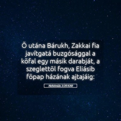 Picture 05 - Nehémiás 3:20 KAR - Õ utána Bárukh, Zakkai fia javítgatá - Bible Verse Picture