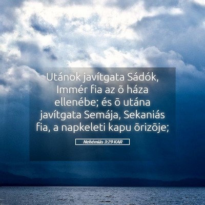 Picture 05 - Nehémiás 3:29 KAR - Utánok javítgata Sádók, Immér fia az õ - Bible Verse Picture