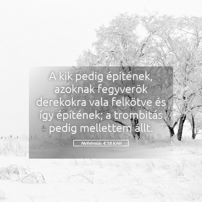 Picture 05 - Nehémiás 4:18 KAR - A kik pedig építének, azoknak fegyverök - Bible Verse Picture