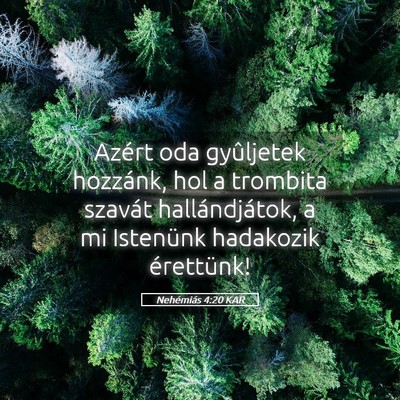 Picture 05 - Nehémiás 4:20 KAR - Azért oda gyûljetek hozzánk, hol a trombita - Bible Verse Picture