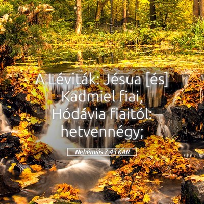 Picture 05 - Nehémiás 7:43 KAR - A Léviták: Jésua [és] Kadmiel fiai, Hódávia - Bible Verse Picture