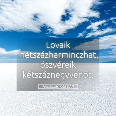 Picture 05 - Nehémiás 7:68 KAR - Lovaik hétszázharminczhat, öszvéreik - Bible Verse Picture