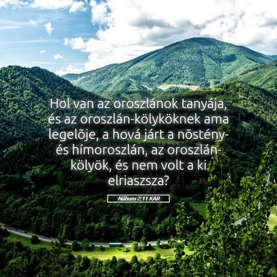 Picture 05 - Náhum 2:11 KAR - Hol van az oroszlánok tanyája, és az - Bible Verse Picture