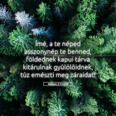 Picture 05 - Náhum 3:13 KAR - Ímé, a te néped asszonynép te benned, - Bible Verse Picture