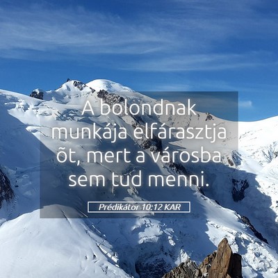 Picture 05 - Prédikátor 10:12 KAR - A bolondnak munkája elfárasztja õt, mert a - Bible Verse Picture