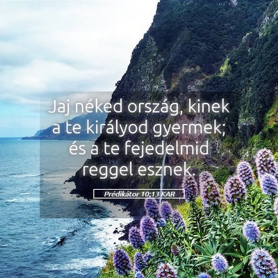 Picture 05 - Prédikátor 10:13 KAR - Jaj néked ország, kinek a te királyod gyermek; - Bible Verse Picture