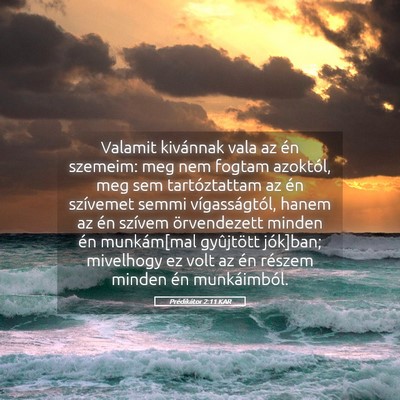 Picture 05 - Prédikátor 2:11 KAR - Valamit kivánnak vala az én szemeim: meg nem - Bible Verse Picture