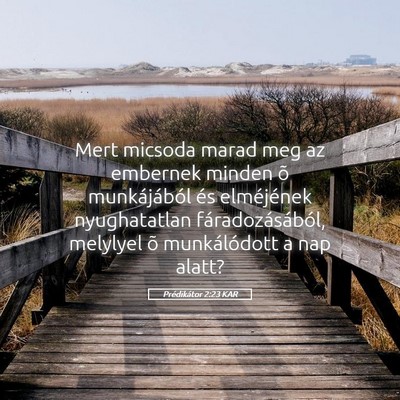 Picture 05 - Prédikátor 2:23 KAR - Mert micsoda marad meg az embernek minden õ - Bible Verse Picture