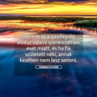 Picture 05 - Prédikátor 5:14 KAR - Ugyanis az a gazdagság elvész valami - Bible Verse Picture