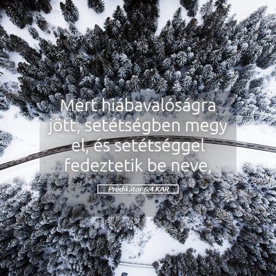 Picture 05 - Prédikátor 6:4 KAR - Mert hiábavalóságra jött, setétségben megy - Bible Verse Picture