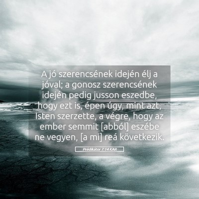 Picture 05 - Prédikátor 7:14 KAR - A jó szerencsének idején élj a jóval; a - Bible Verse Picture