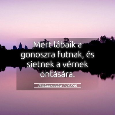 Picture 05 - Példabeszédek 1:16 KAR - Mert lábaik a gonoszra futnak, és sietnek a - Bible Verse Picture