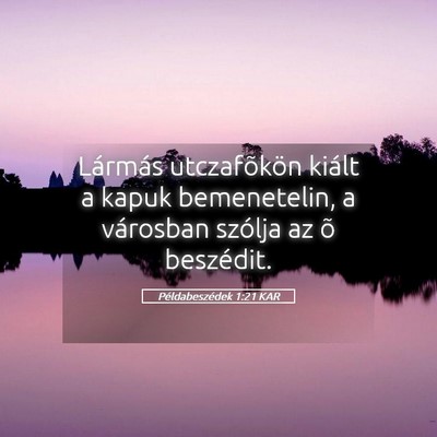 Picture 05 - Példabeszédek 1:21 KAR - Lármás utczafõkön kiált a kapuk bemenetelin, - Bible Verse Picture