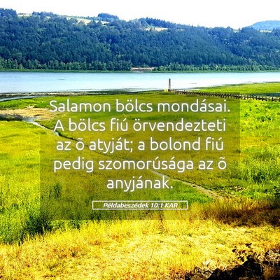 Picture 05 - Példabeszédek 10:1 KAR - Salamon bölcs mondásai. A bölcs fiú - Bible Verse Picture